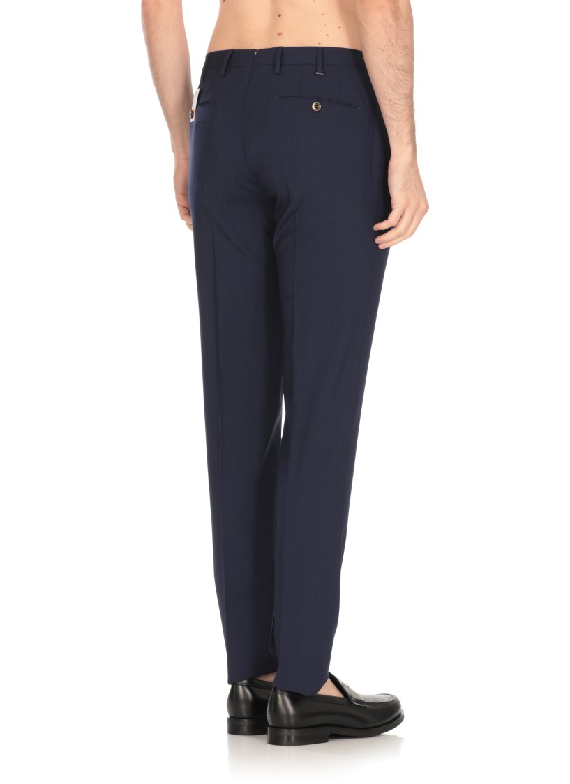 Pt Torino Blue Wool Trousers In Blue
