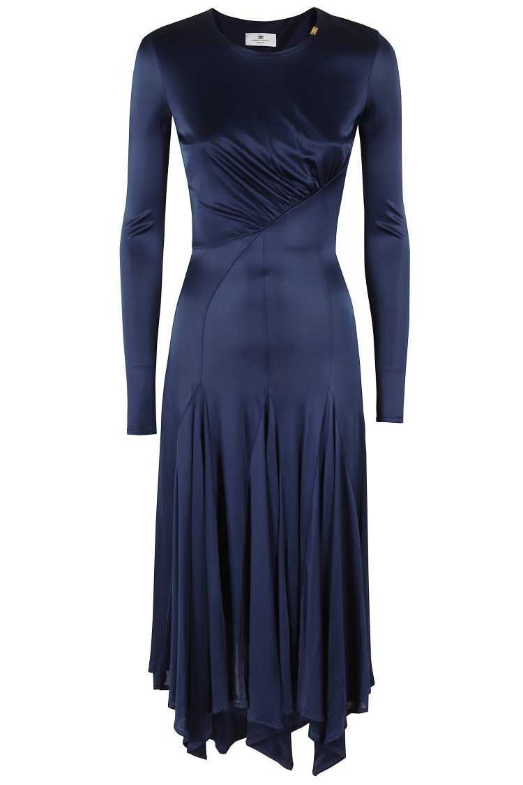 Elisabetta Franchi Draped Evening Dress In Black