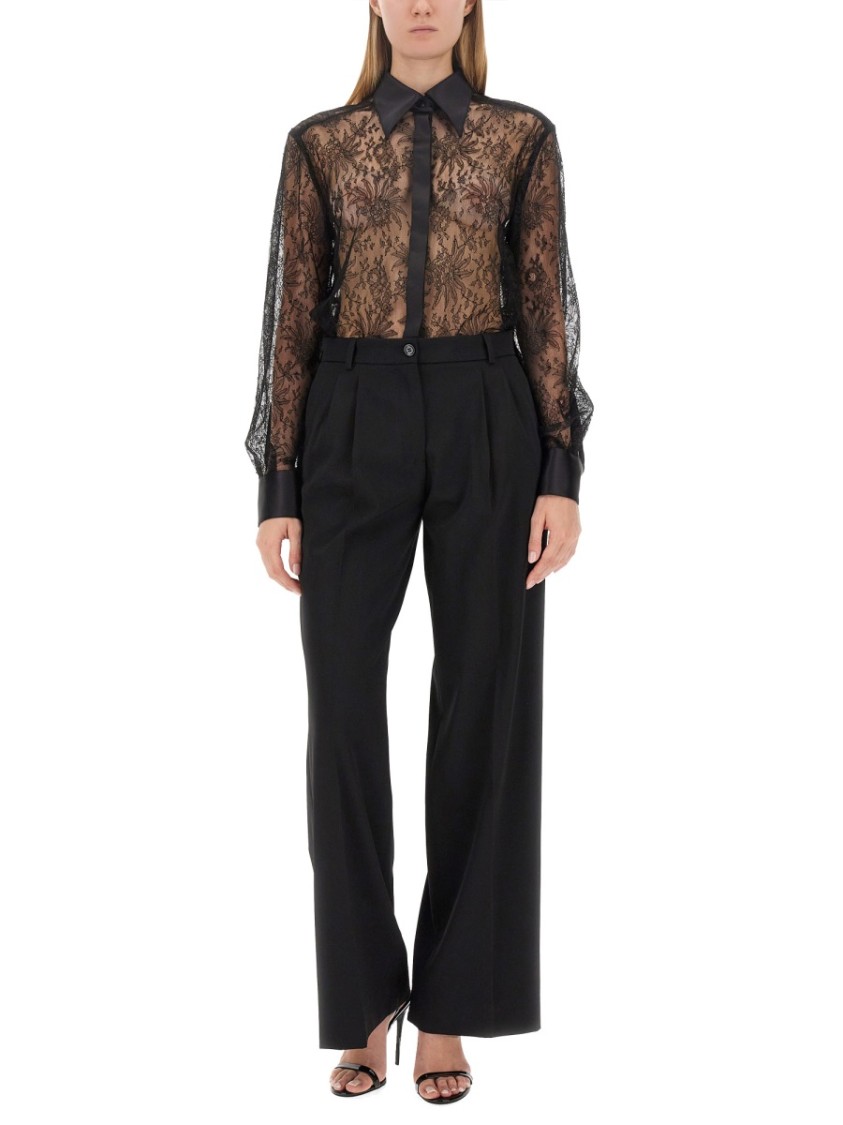 Dolce & Gabbana Flared Wool Pants In Black