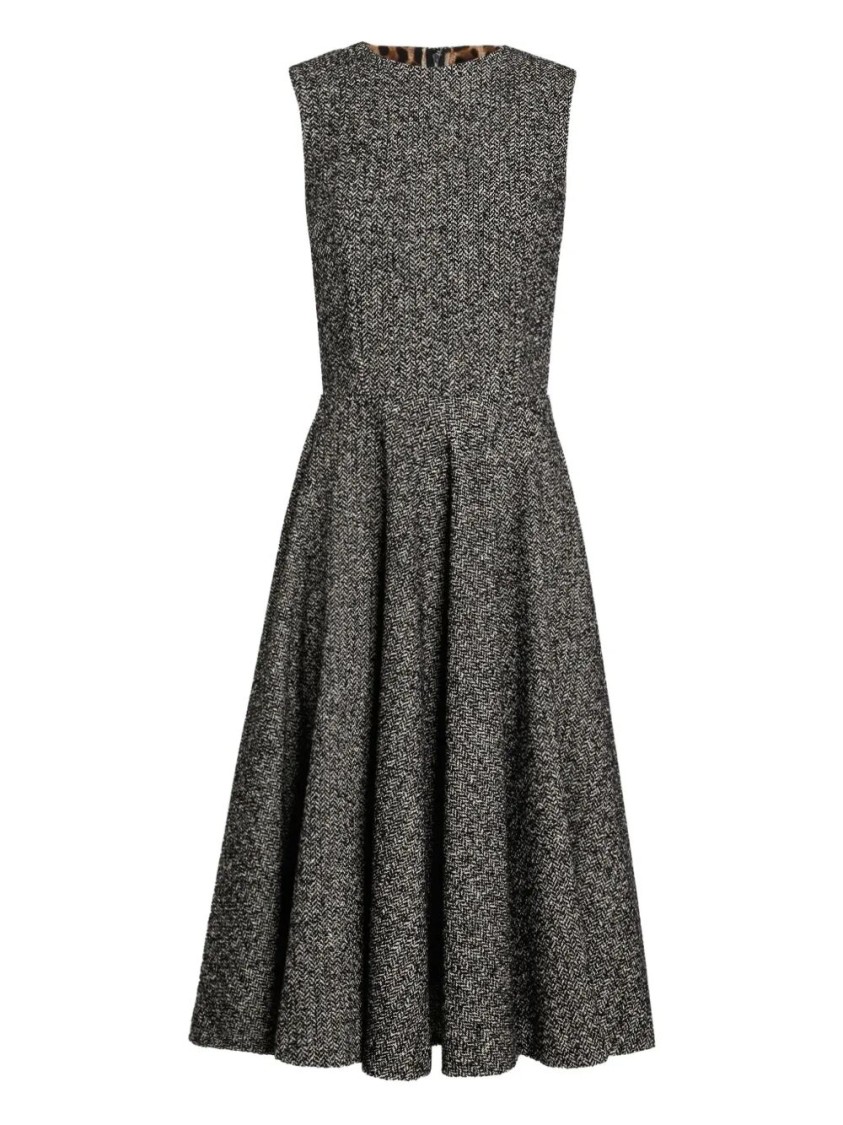 Dolce & Gabbana Sleeveless Dress With Chevron Print In Gray
