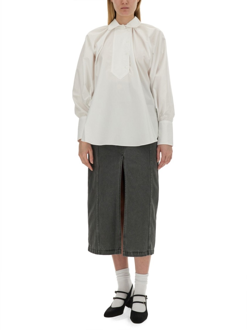 Patou Relaxed Fit Cotton Blouse With High Neck In White