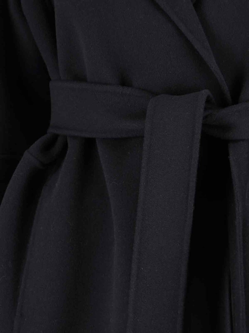 Max Mara Short Virgin Wool Coat With Classic Lapel In Black