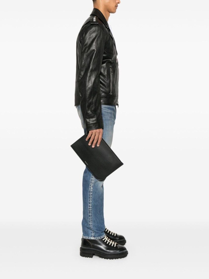 Alexander Mcqueen Blackleather Clutch In Black