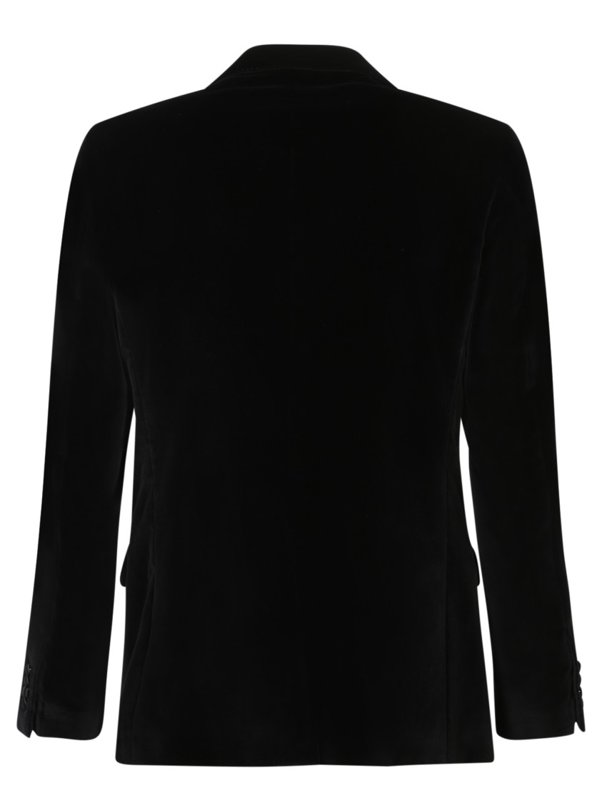 Dolce & Gabbana Peak Lapel Tuxedo Velvet Jacket With Padded Shoulders In Black