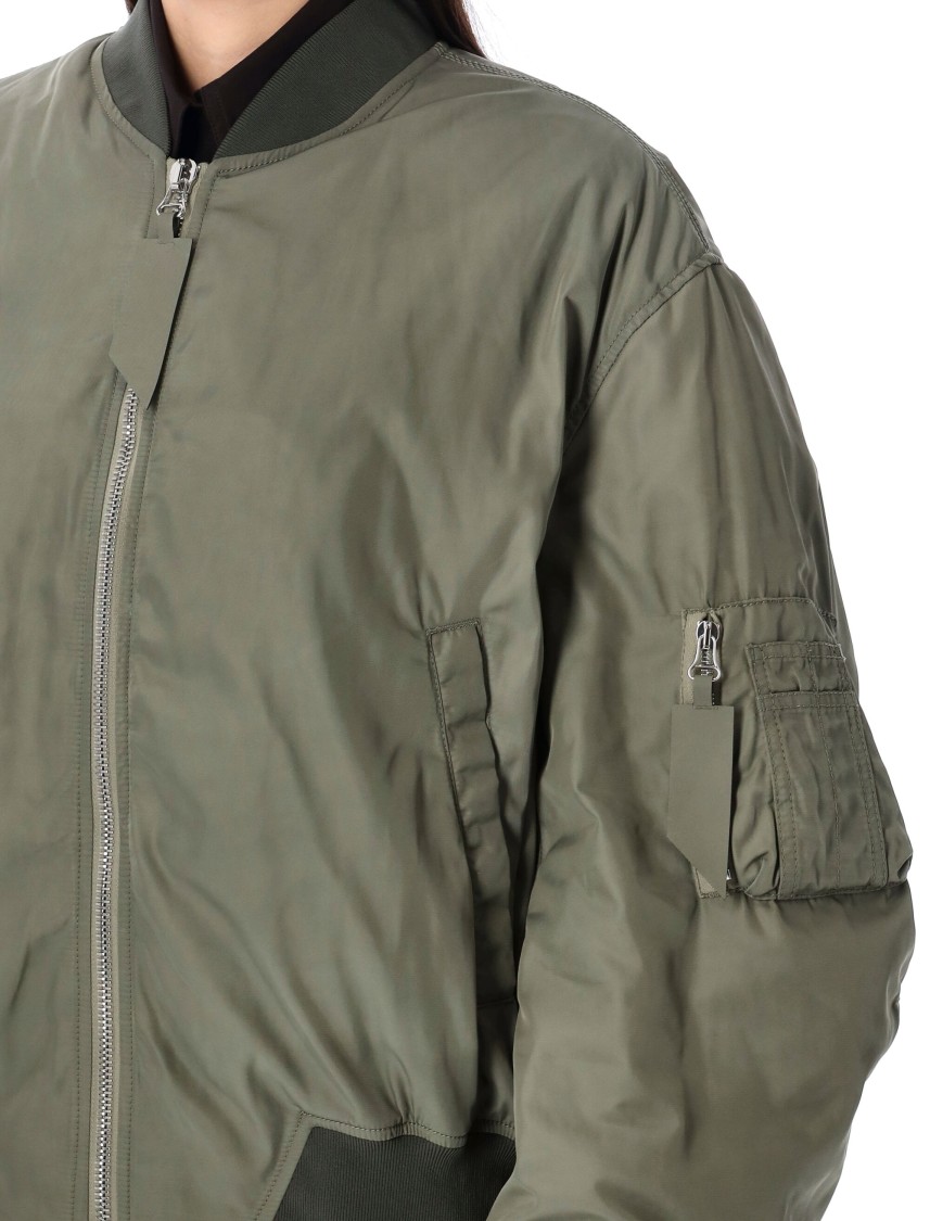 Attico Padded Nylon Bomber Jacket With Zip Closure In Green