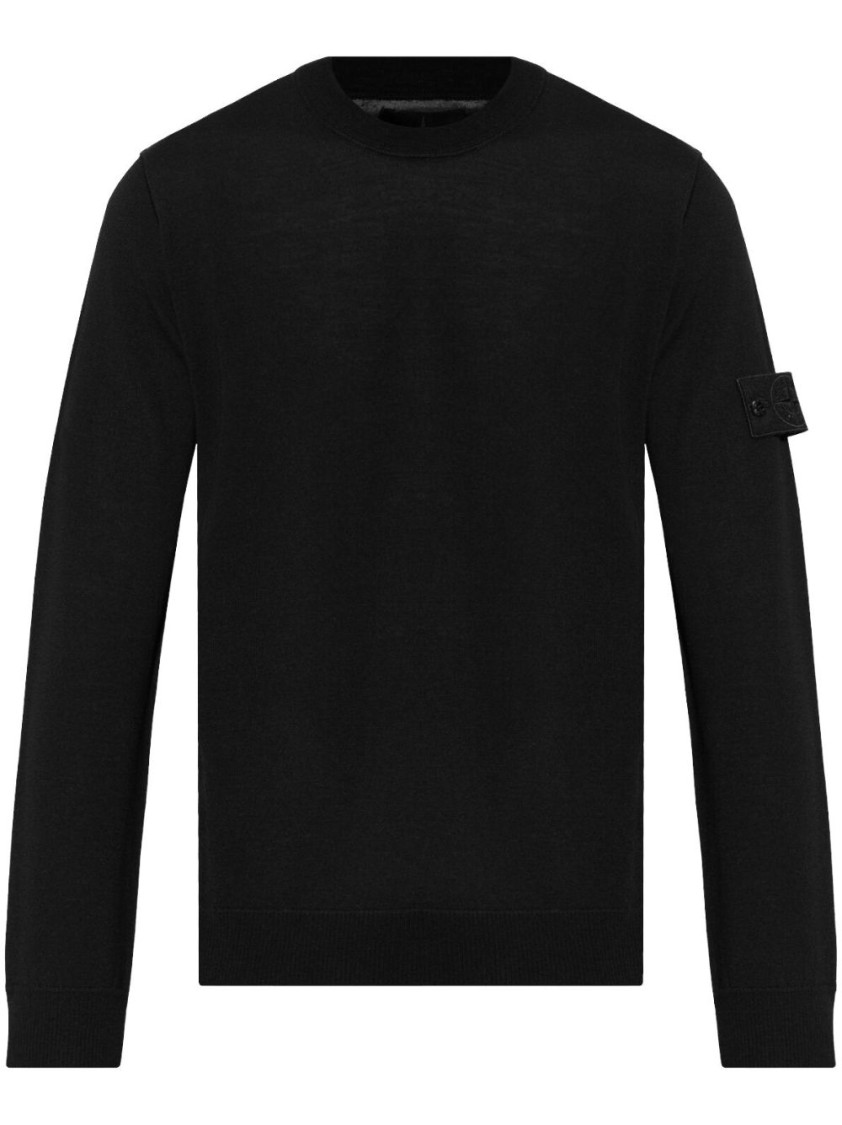 Stone Island Lightweight Black Crew Neck Sweater In Black