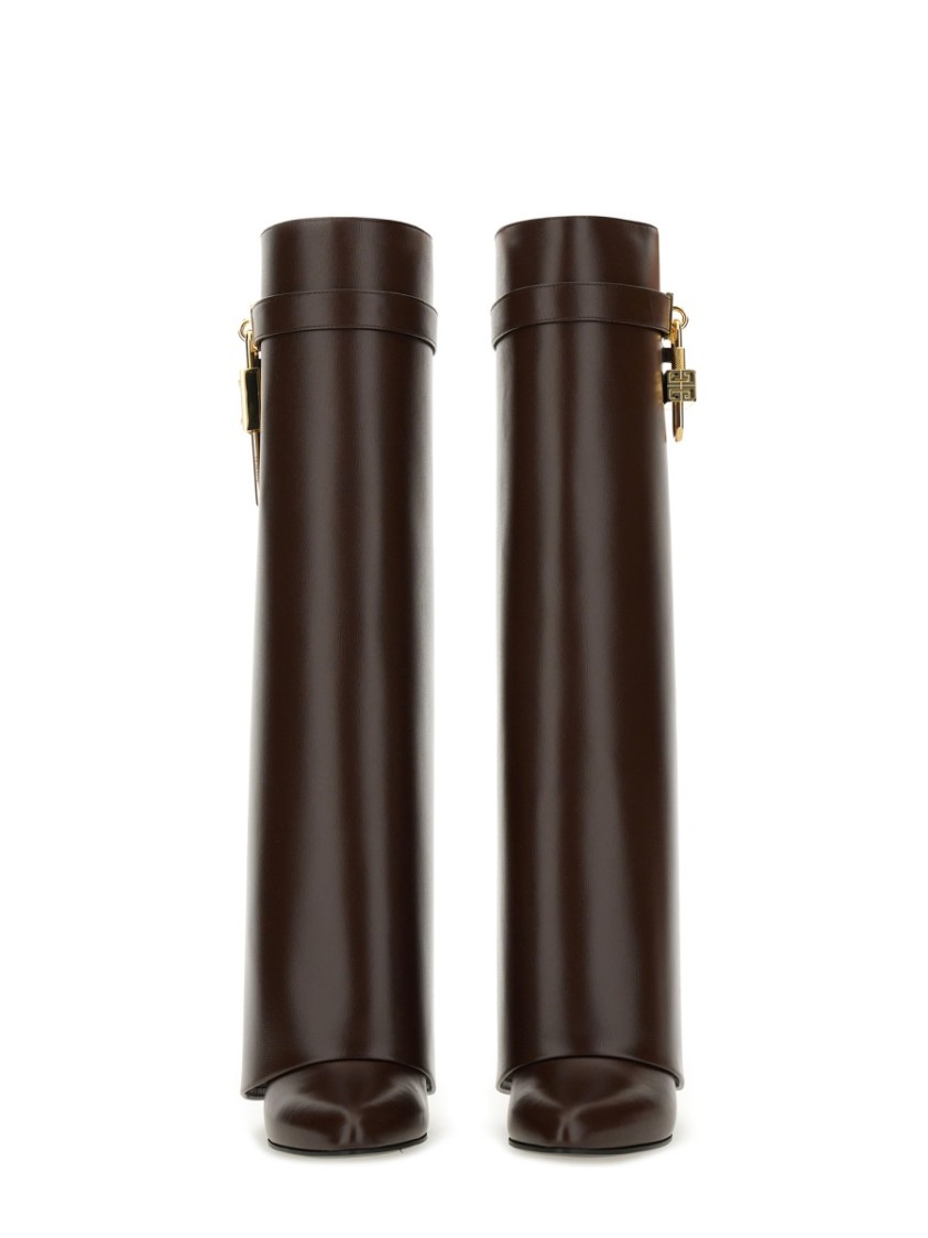 Givenchy Shark Brown Boots With Padlock Detail And Slip-on Style In Leather Woman