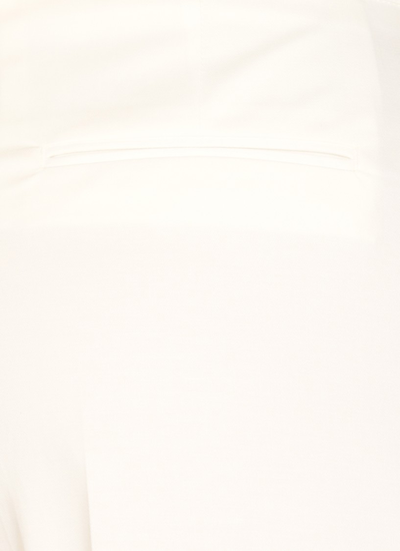 Shop Pt Torino Cropped White Cotton Pants With Wide Leg And Turn-up Hem