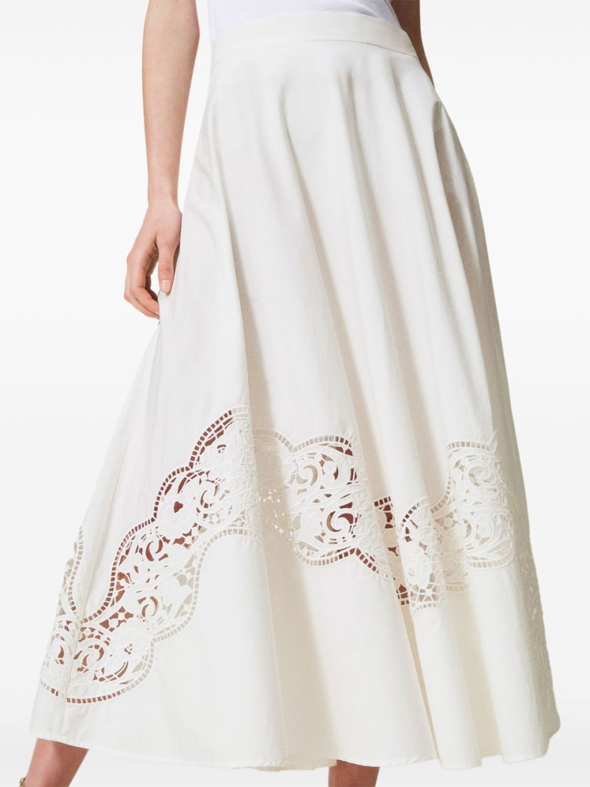 TWINSET TWIN-SET MAXI SKIRT WITH DELICATE LACE TRIM