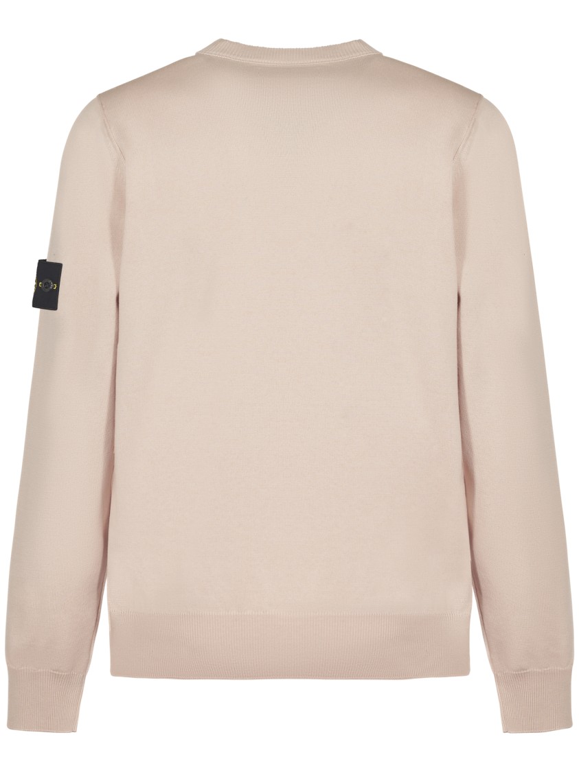 Stone Island Crew Neck Sweater With Logo Patch In Neutral
