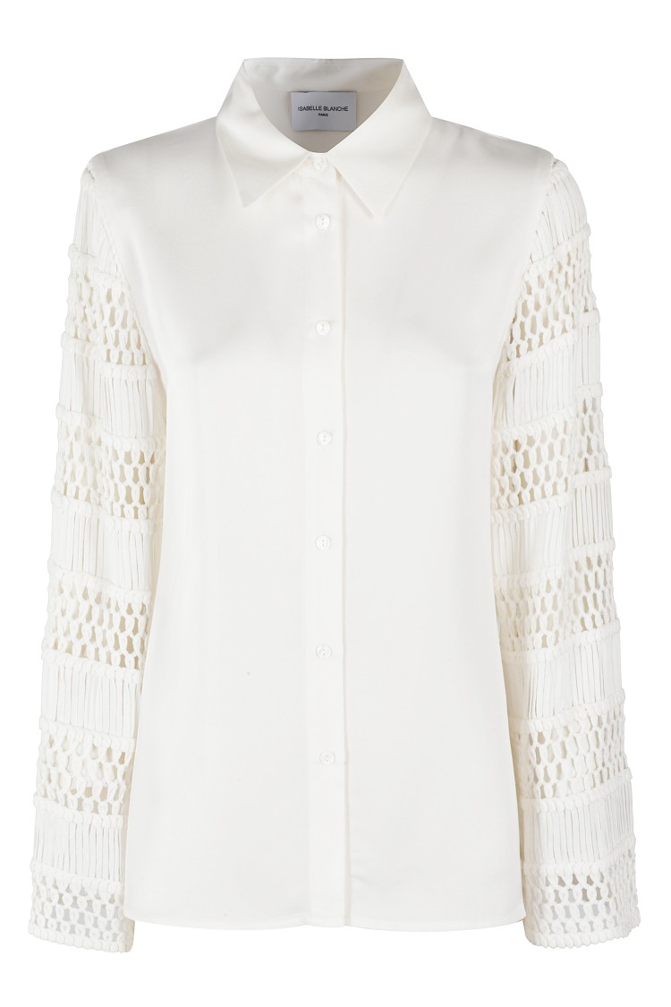 Isabelle Blanche Crochet-detail Regular Fit Shirt With Pointed Collar