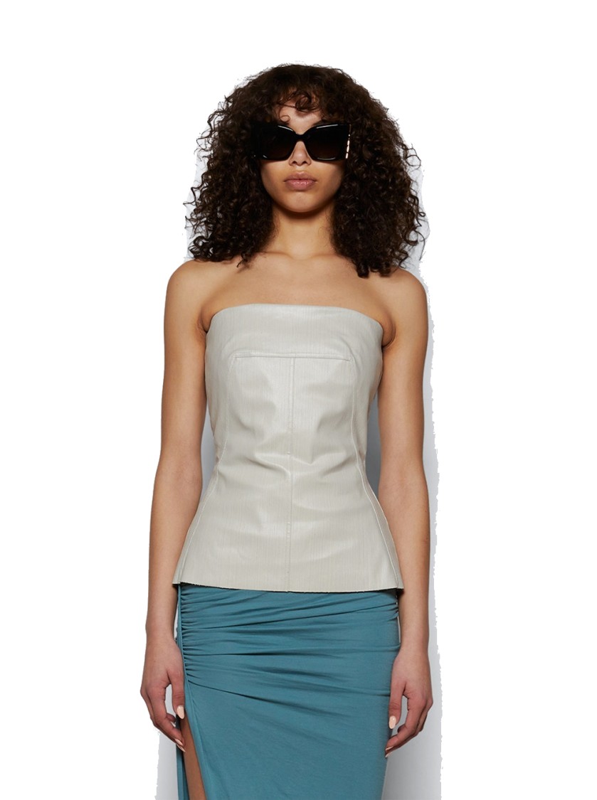 Rick Owens Denim Bustier Top Dinge In White