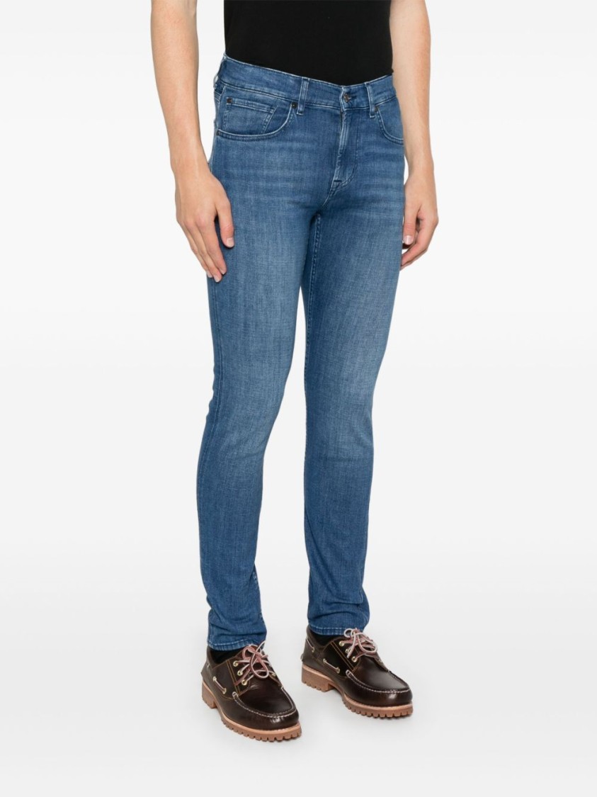 7 FOR ALL MANKIND 7 FOR ALL MANKIND SLIM FIT BLUE JEANS WITH WHISKERING EFFECT
