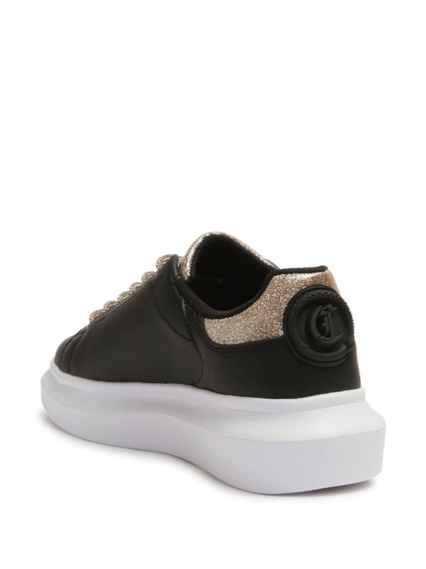 Just Cavalli Elevated Black Sneakers With Premium Materials And Stylish Accents In White