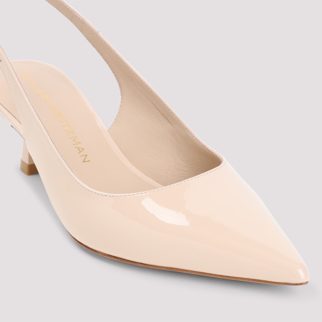 Stuart Weitzman Patent Leather Slingback Pumps With 5cm Heel In Neutral