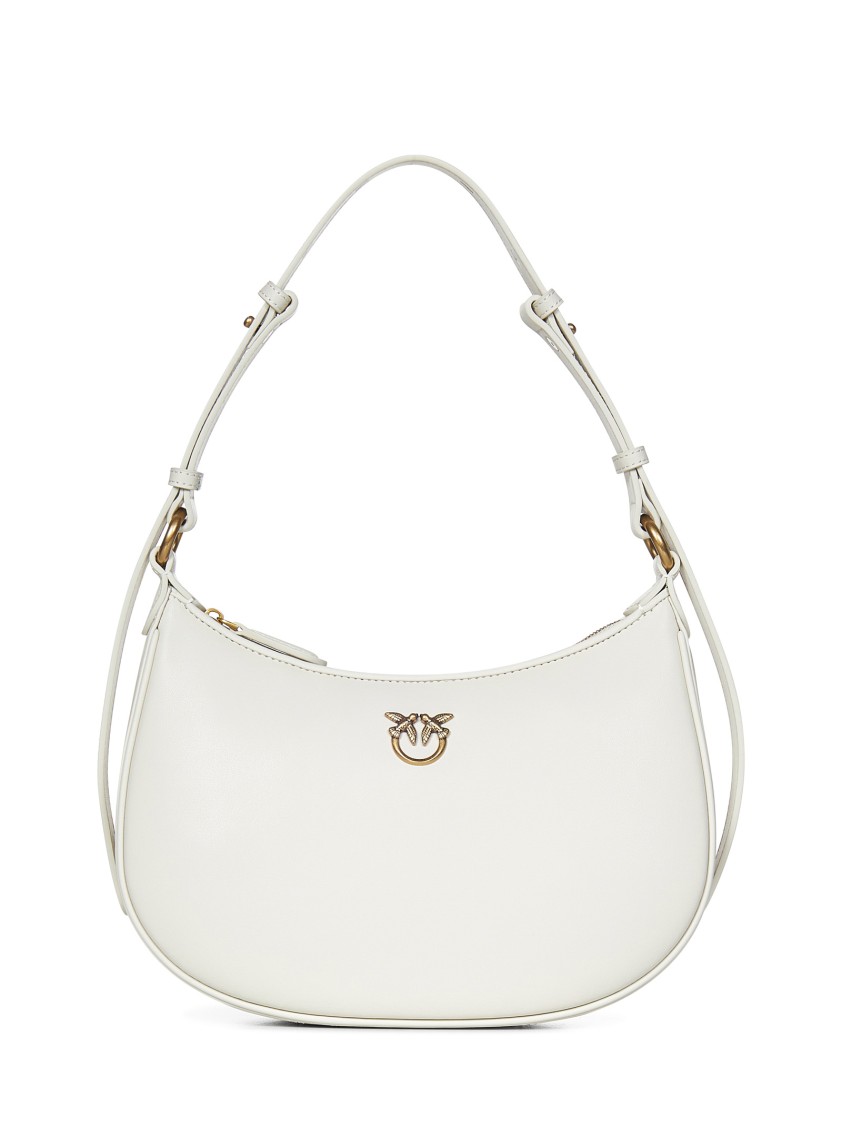 PINKO PINKO SILKY WHITE LEATHER MINI LOVE BAG HALF MOON 