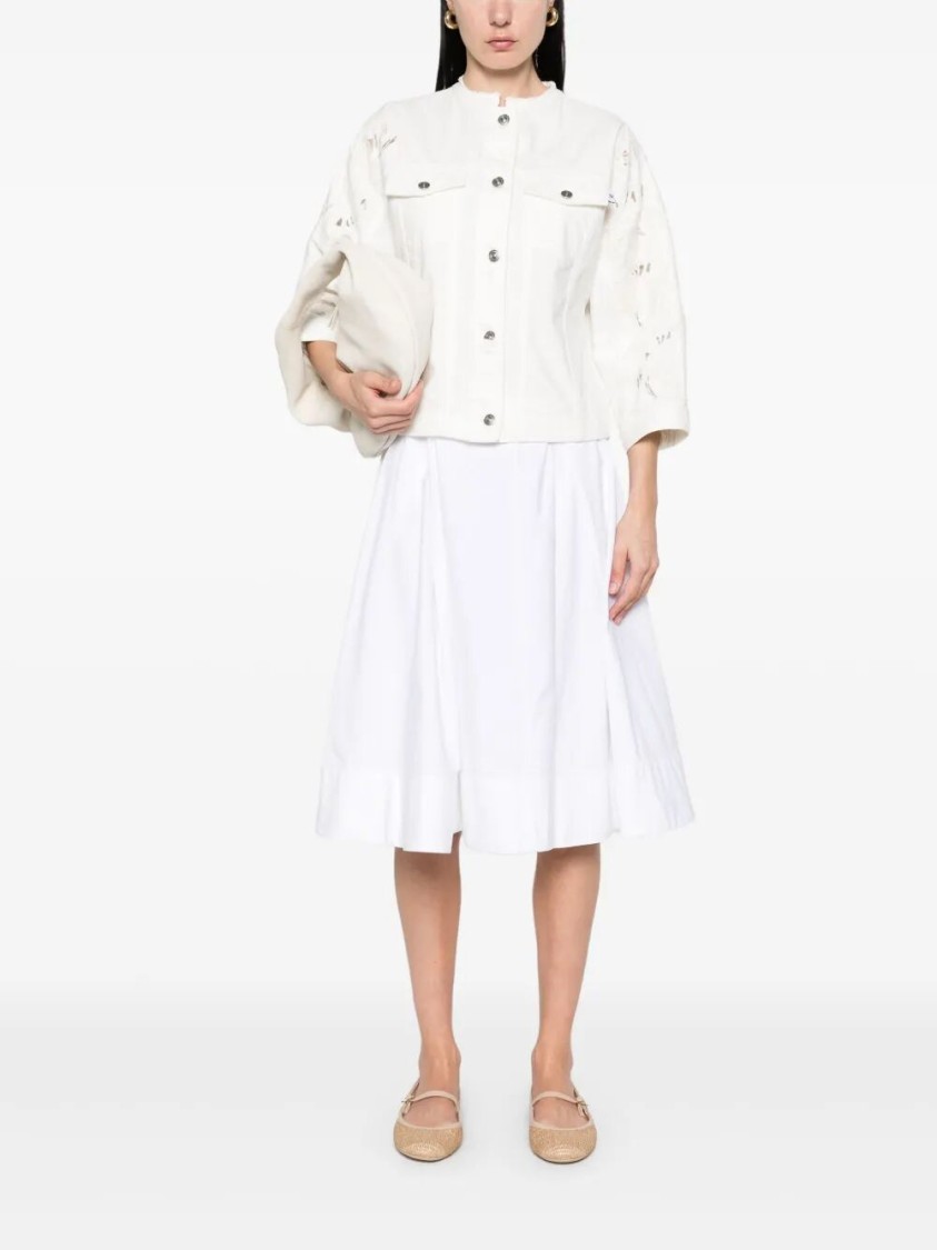 Ermanno Scervino Cropped Cotton Jacket With Button-up Front In White