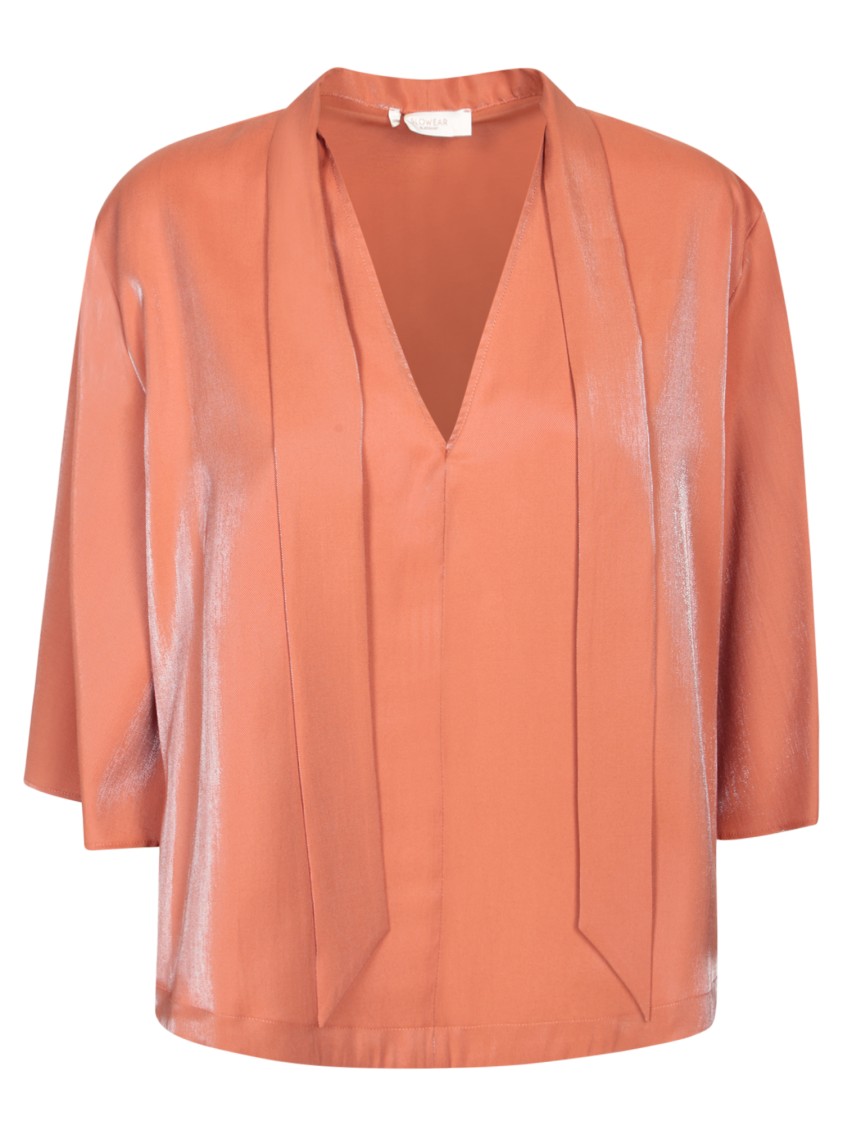 Incotex Short Sleeve Satin Modal Blouse