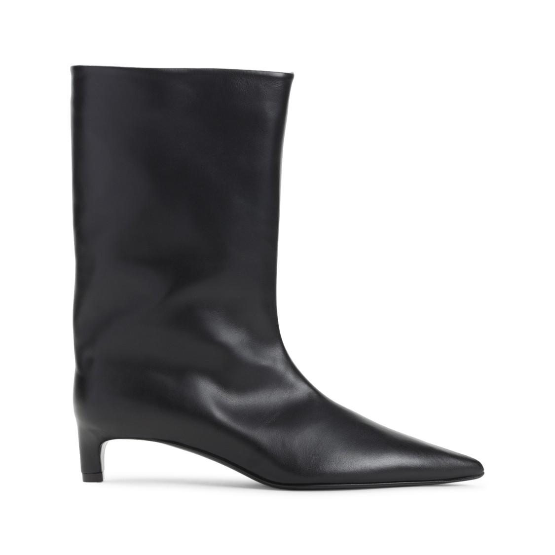 Jil Sander Black Calf Leather High Boot In Black