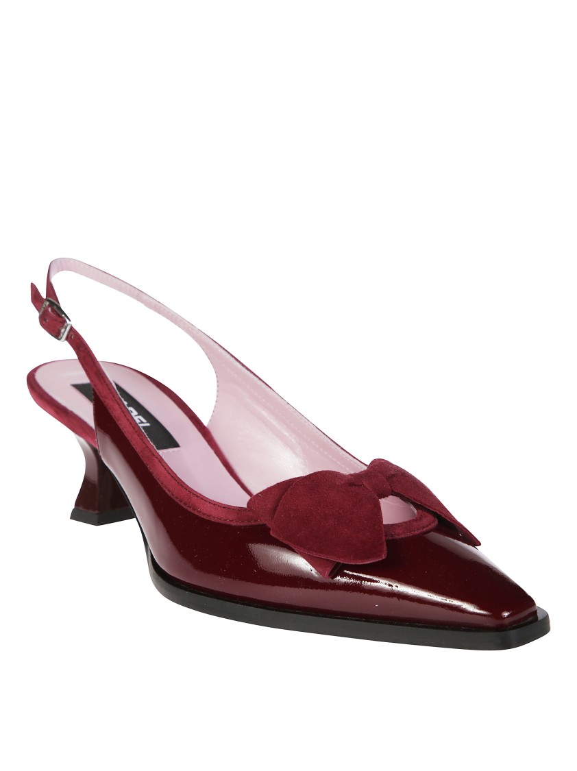Carel Pointed Toe Sculpted Heel Slingback Pumps In Burgundy
