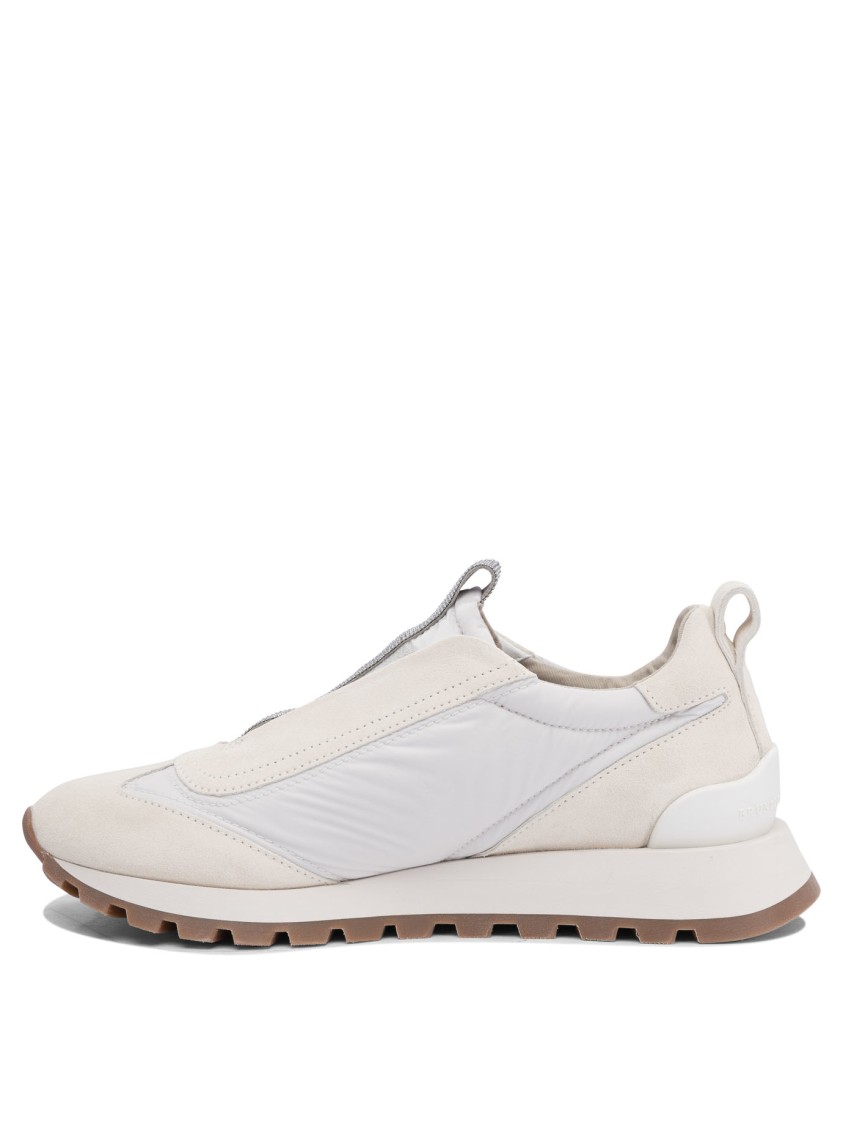 Brunello Cucinelli Calf Leather Slip-on Sneakers In White