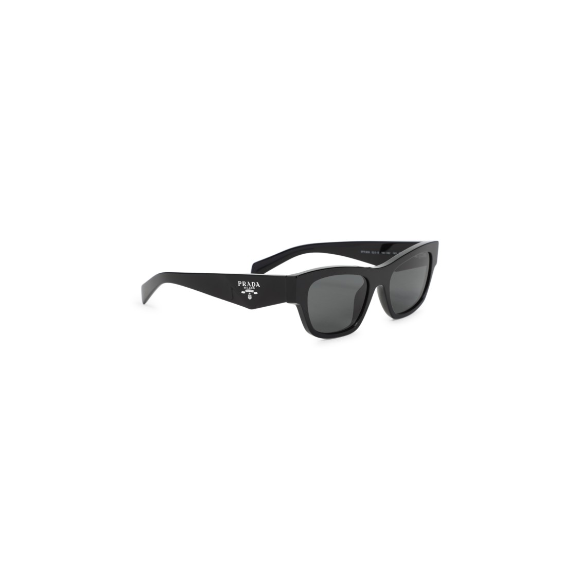 Prada Angular Black Acetate Sunglasses With Dark Lenses In Black