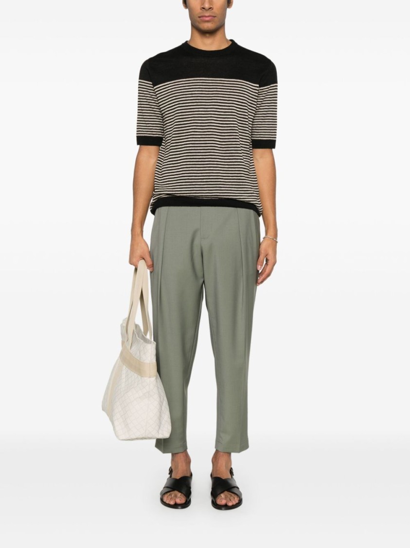 Lardini Striped Pattern Short-sleeve Top In Gray