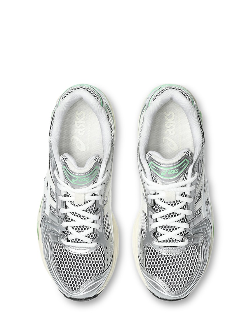 Asics Gel-kayano 14 Sneakers With Metallic Silver Upper In White