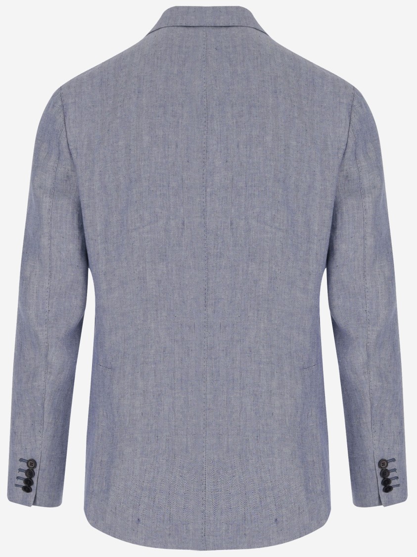 Shop Brian Dales Single-breasted Linen Jacket In Grey