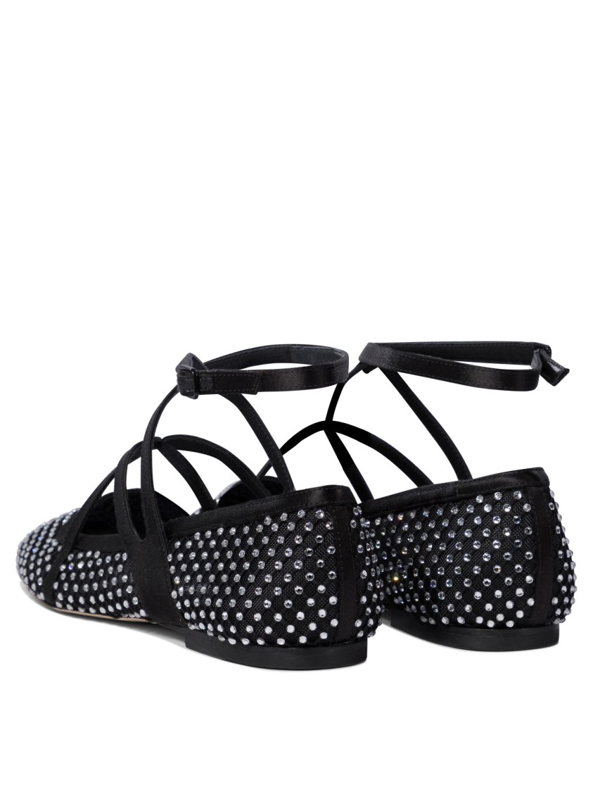 Jimmy Choo Pointed Toe Studded Leather Ballerinas In Black