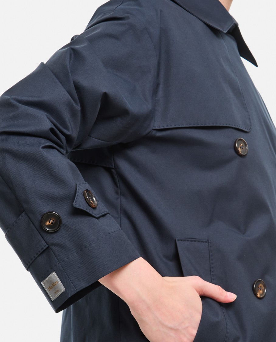 Max Mara Double Breasted Oversized Trench Coat In Blue