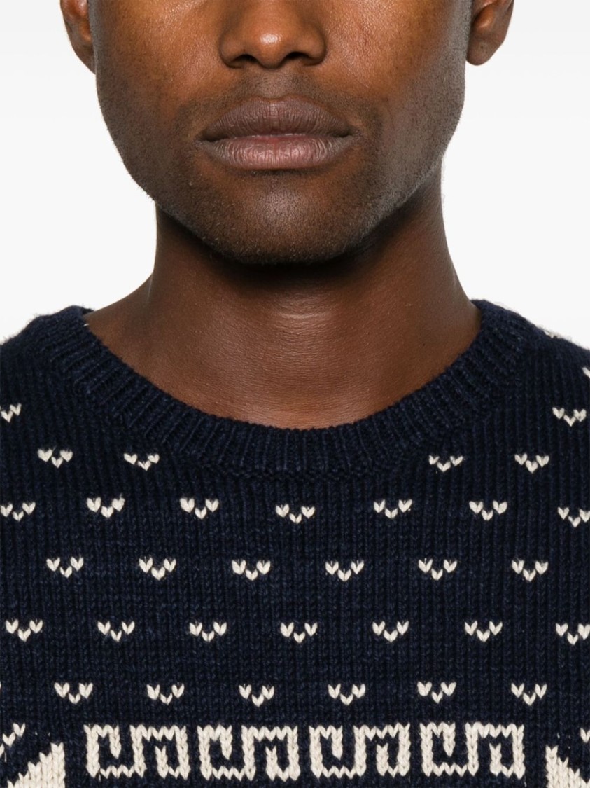 Shop Polo Ralph Lauren Blue/white Ls Rn Po-long Sleeve-pullover