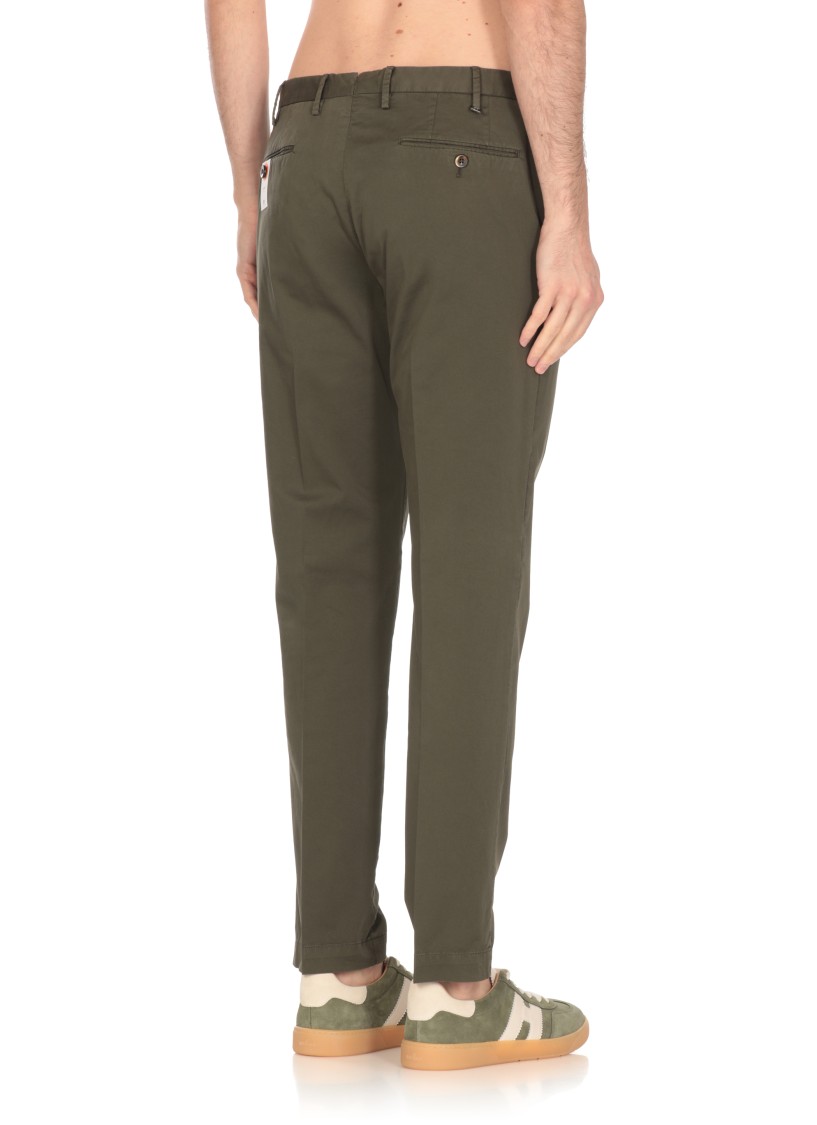 Pt Torino Edge Stretch Cotton Trousers In Green