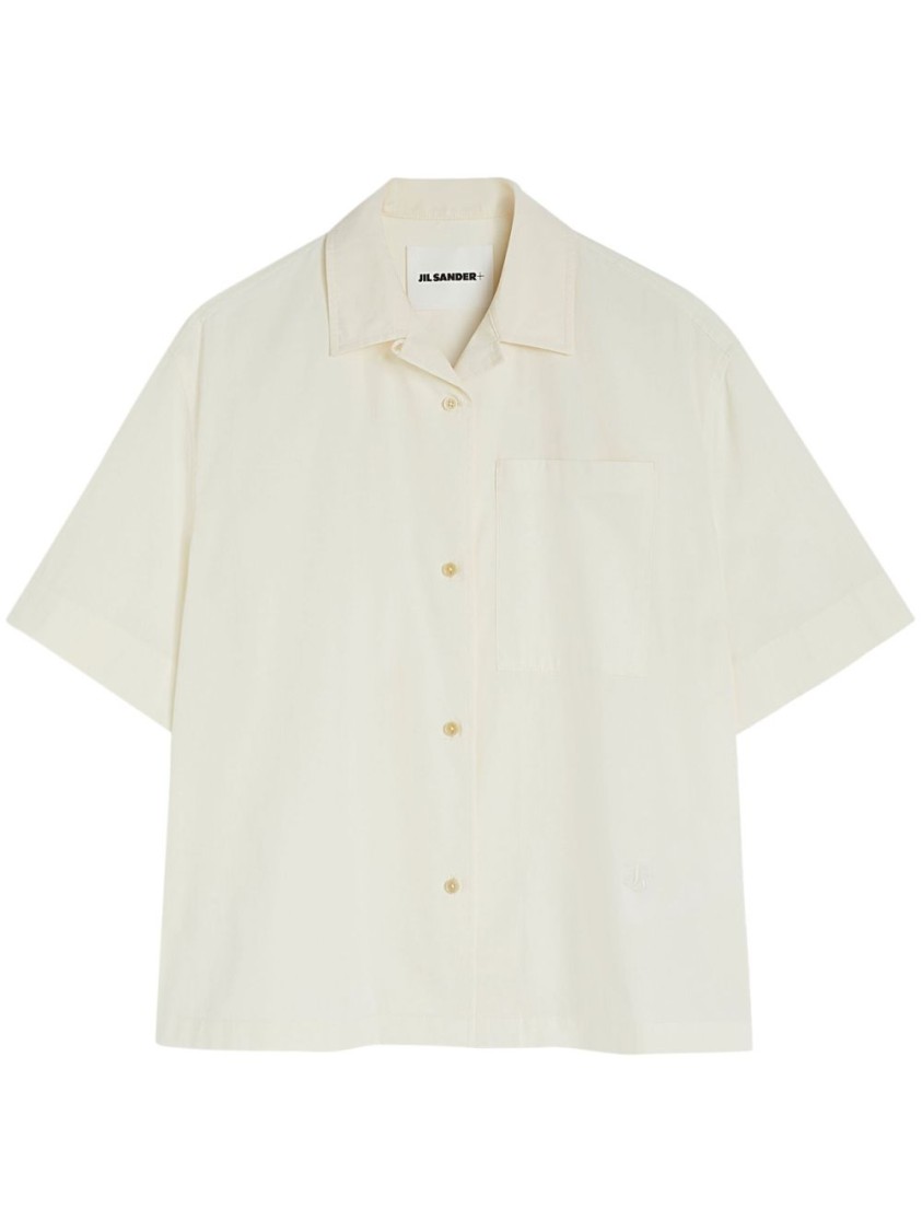 Shop Jil Sander Relaxed Fit White Cotton Shirt With Classic Collar