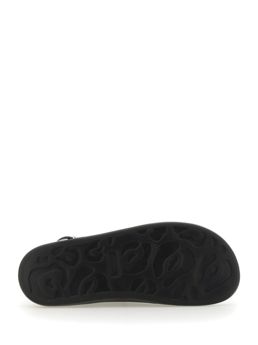 Shop Alexander Mcqueen Leather Sandal In Black