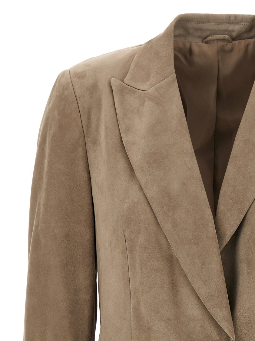 Brunello Cucinelli Suede Blazer With Peak Lapel