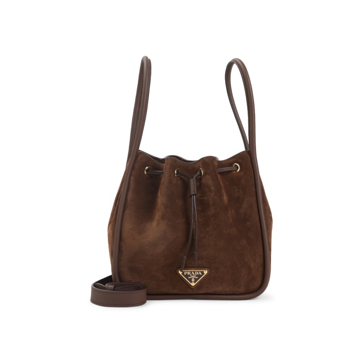 ハンドバッグ Prada Suede Calf Leather Bucket Bag With Drawstring Closure Prada Suede Calf Leather Bucket Bag With Drawstring Closure