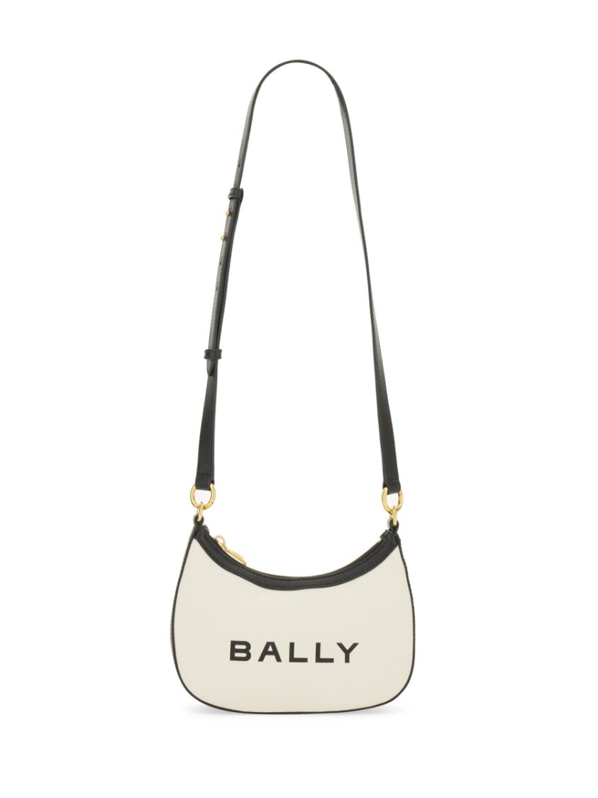 Shop Bally Curved Logo Shoulder Bag With Adjustable Strap