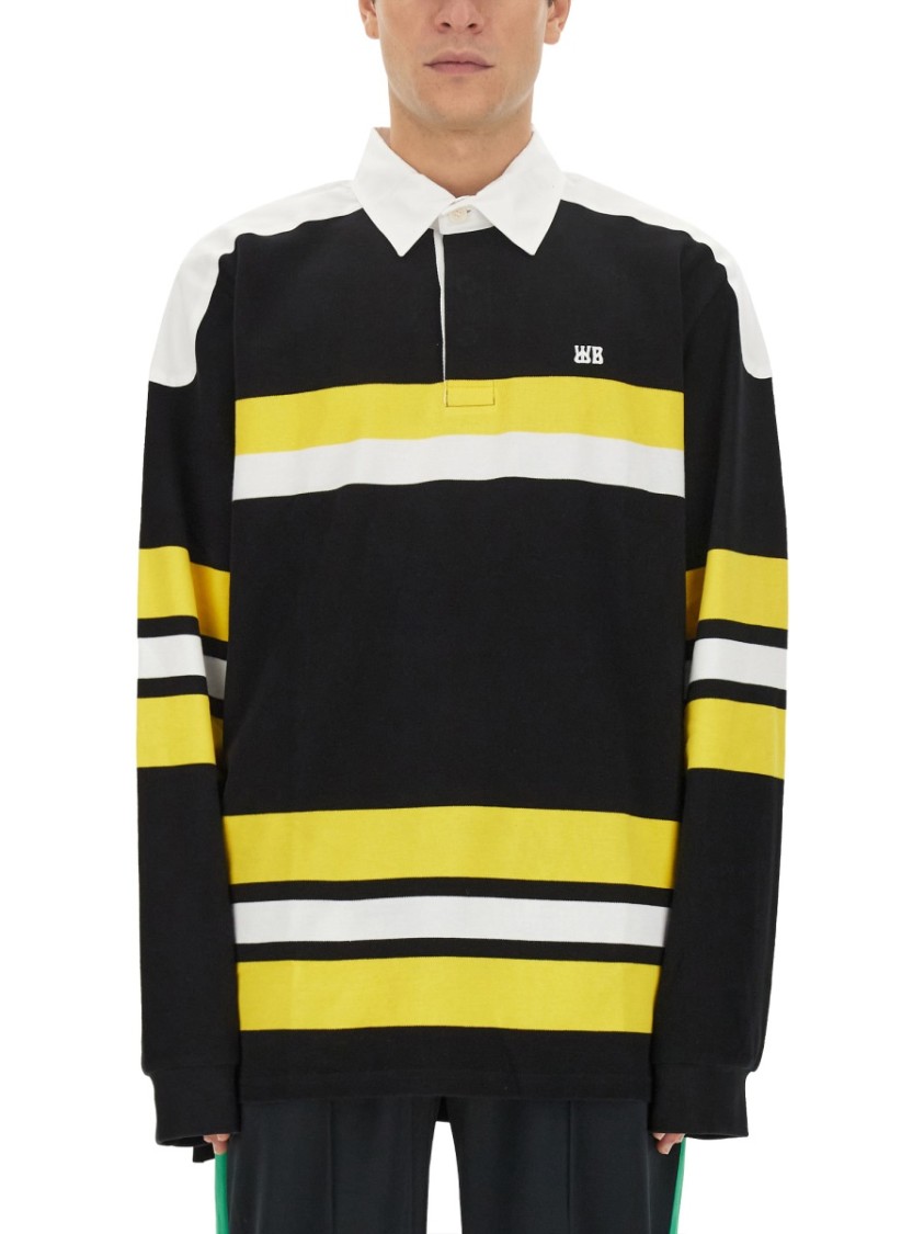 Shop Wales Bonner Polo Shirt With Stripe Pattern