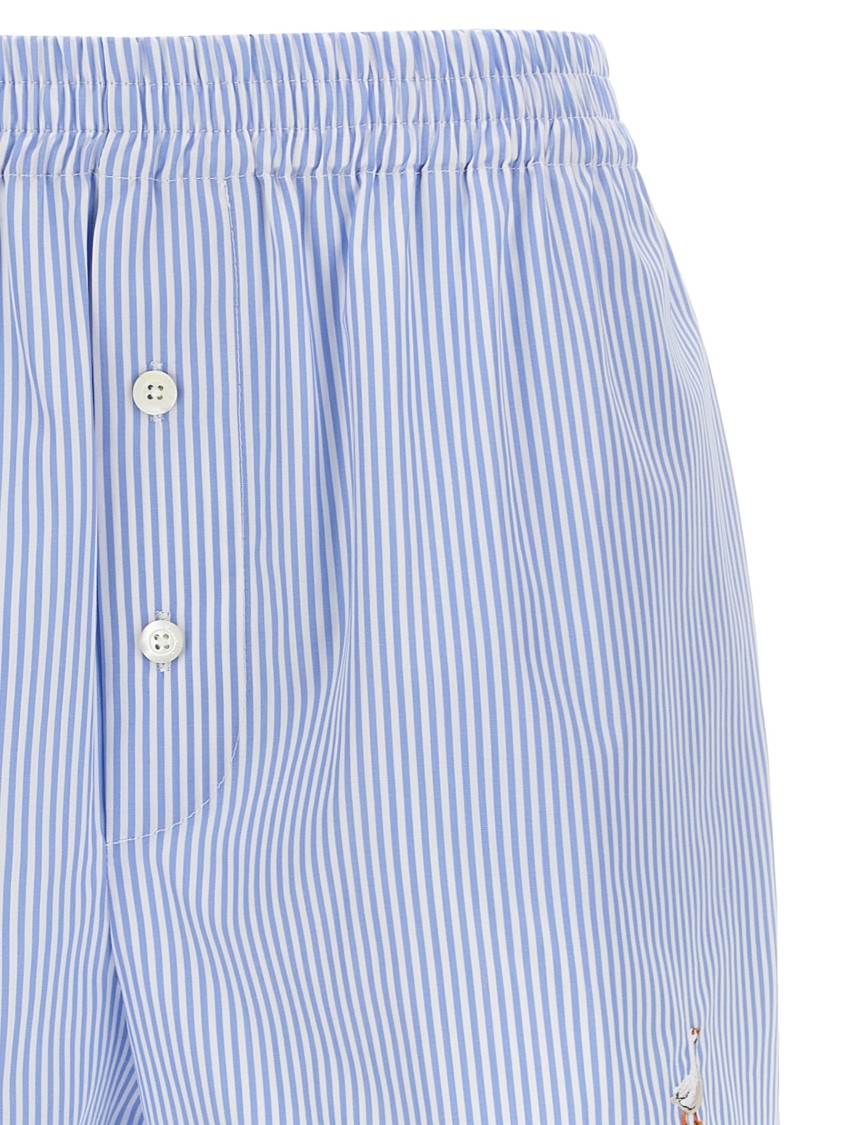 Moschino Striped Cotton Poplin Boxer Shorts In Blue