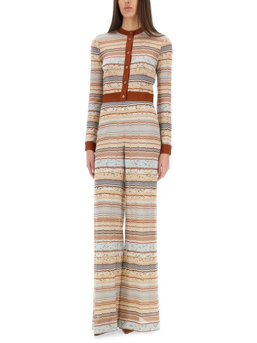 Shop Missoni Leggings With Zig Zag Lamé Fringe In Multicolor