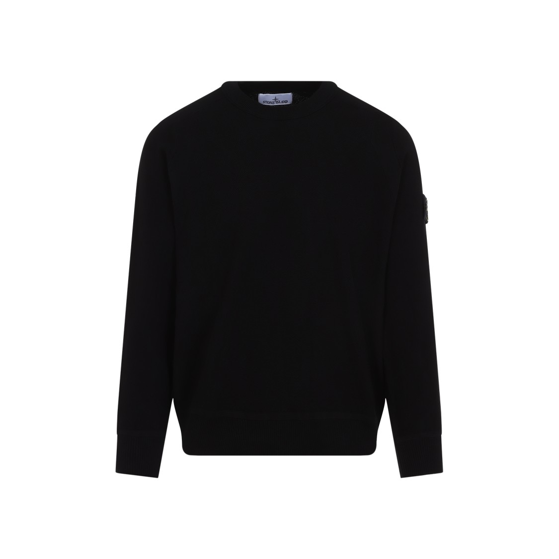 Shop Stone Island Black Cotton Crew Neck Pullover