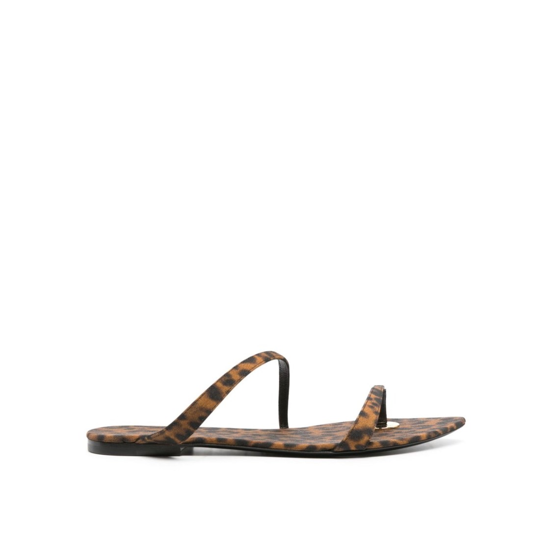 SAINT LAURENT SAINT LAURENT POINTED TOE LEOPARD PRINT FLAT SANDALS