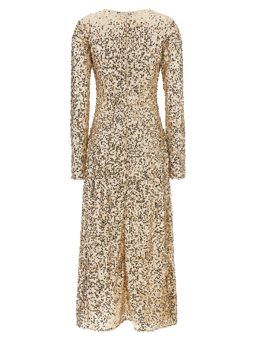 Rotate Birger Christensen Net Sequins Midi Dresses Gold In Metallic