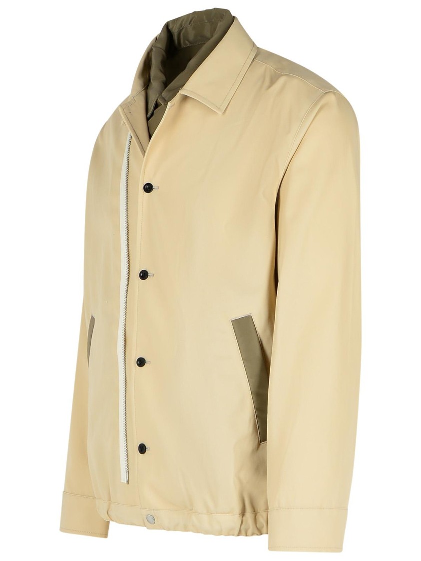 Sacai Cotton Jacket With Elasticated Hem And Collar In Neutrals