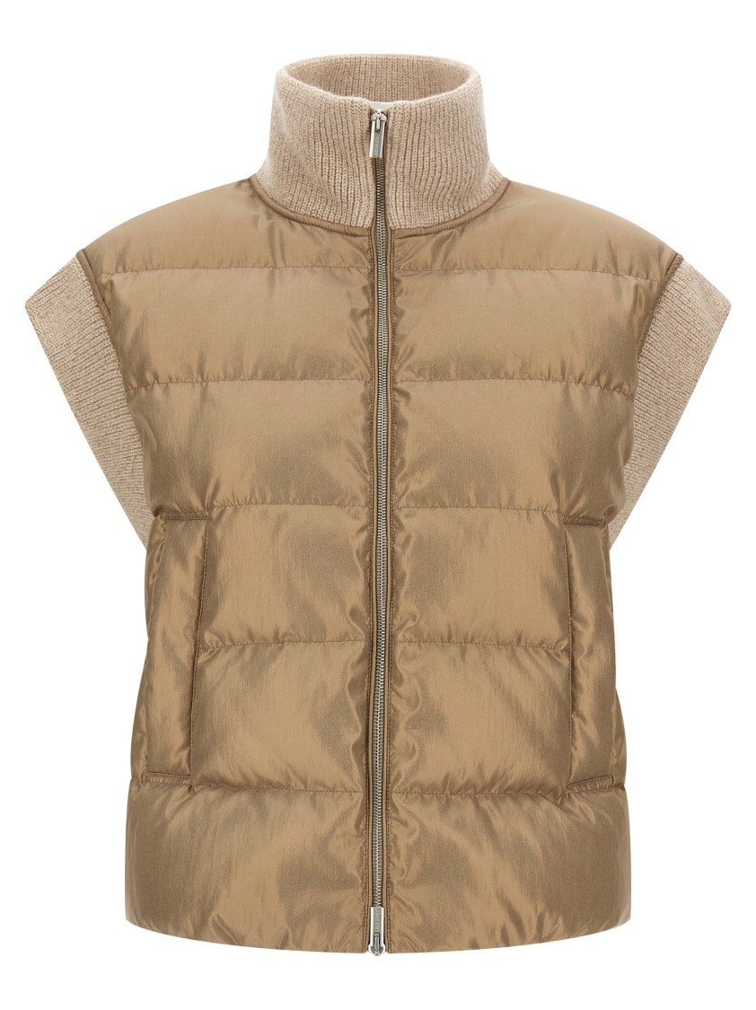 Peserico Lurex Tricot Vest In Neutral
