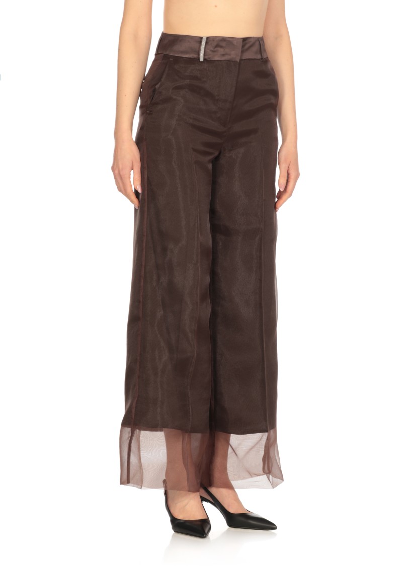 Shop Peserico Aurea Brown Linen And Viscose Pants