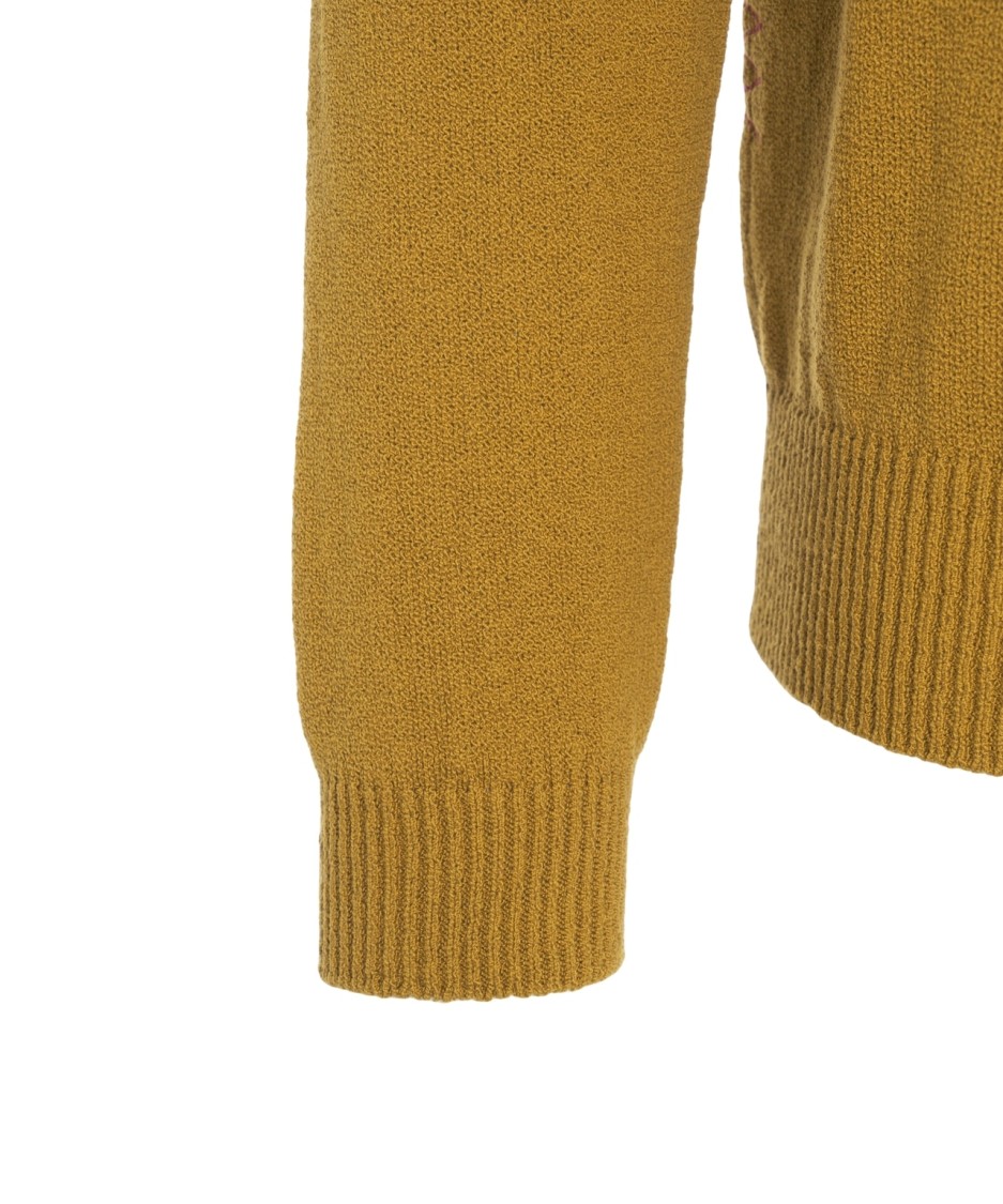 AMARANTO AMARANTO GOLDEN YELLOW CLASSIC COLLAR KNIT CARDIGAN 