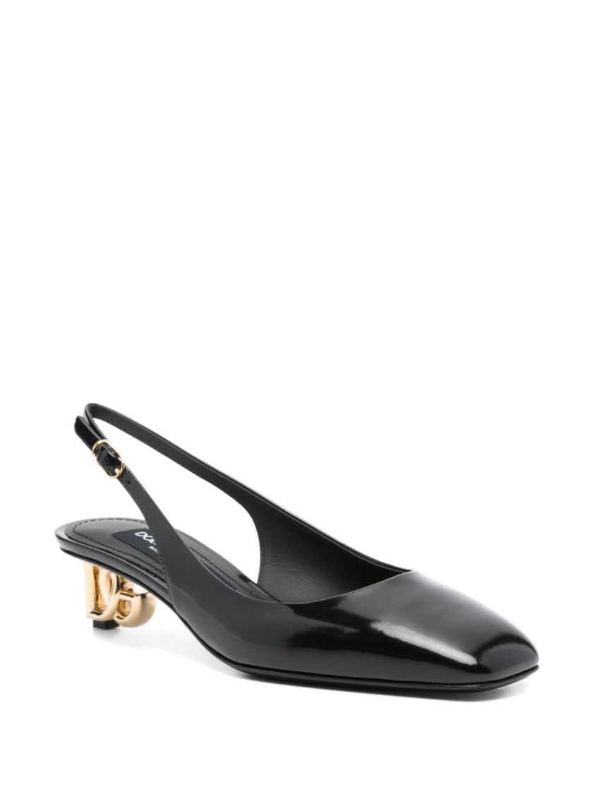 Dolce & Gabbana Black Décolleté With Dg Logo On The Heel In Black