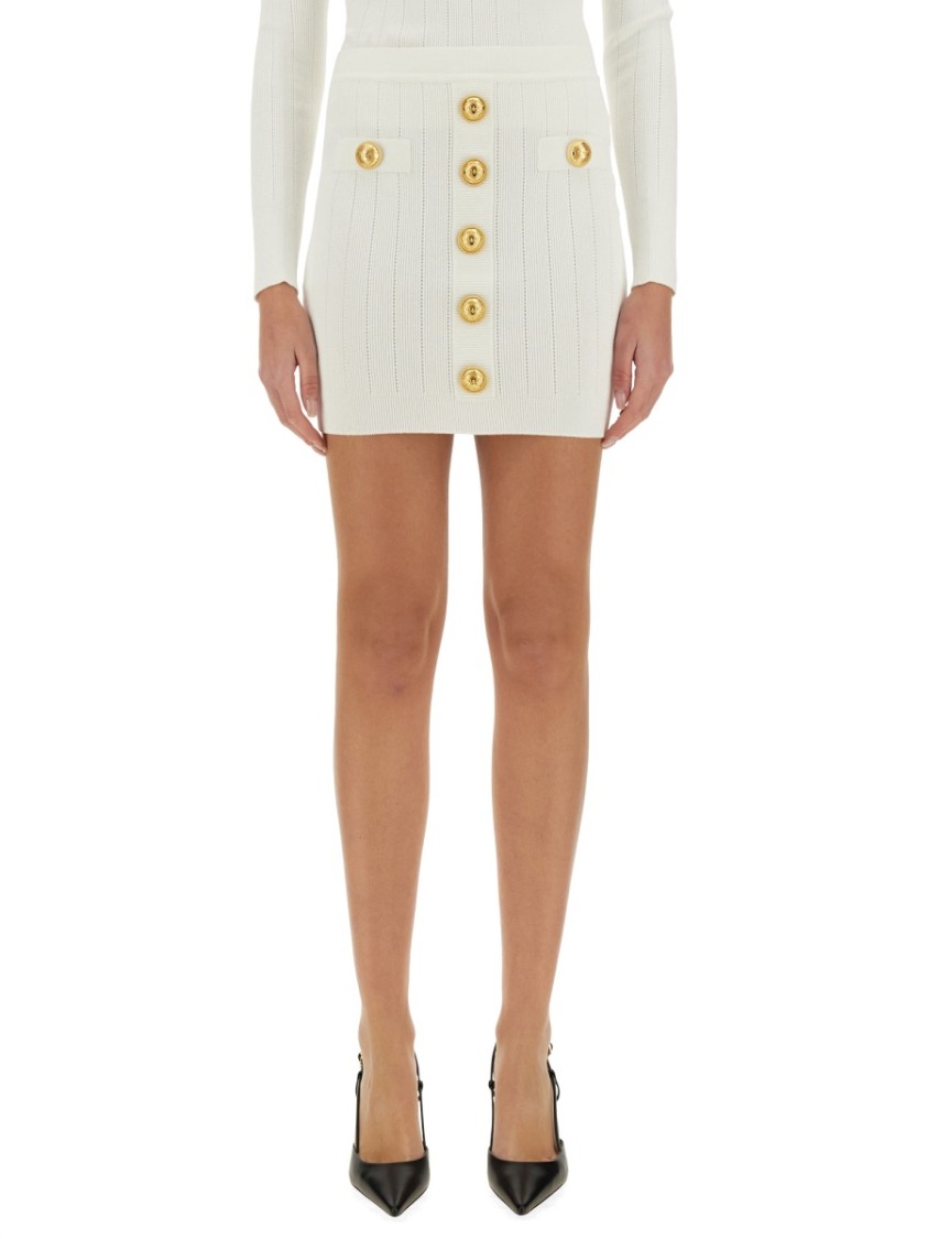 BALMAIN BALMAIN RIBBED KNIT MINI SKIRT